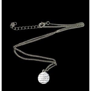 Mother's Day "Mom" Silver Tone Pendant Necklace